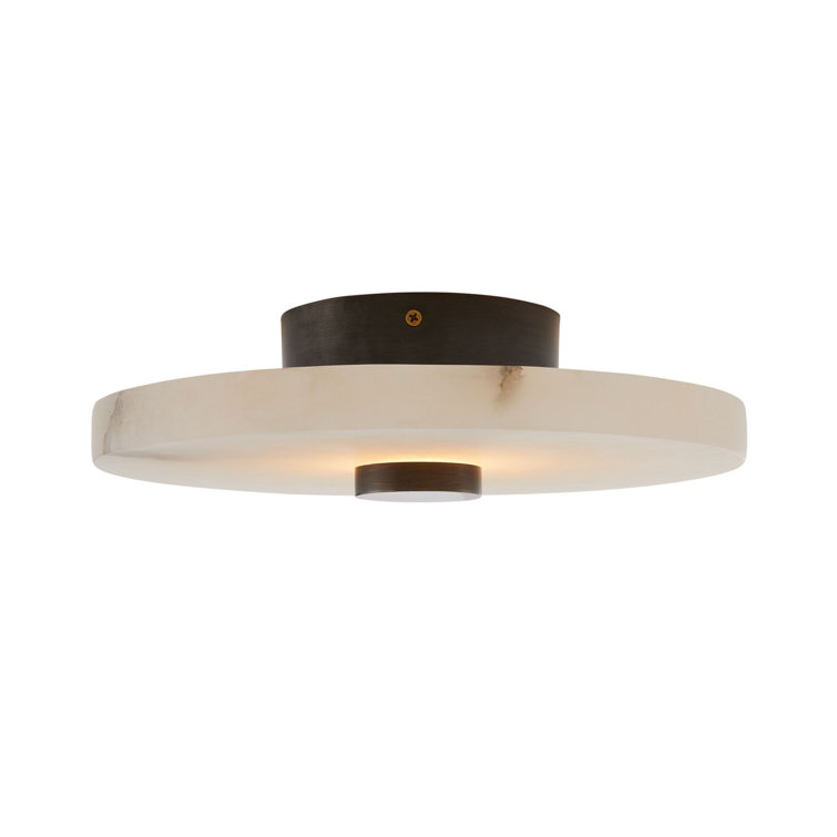 Moers Mid-Century White Ricestone 12" LED Flush Mount