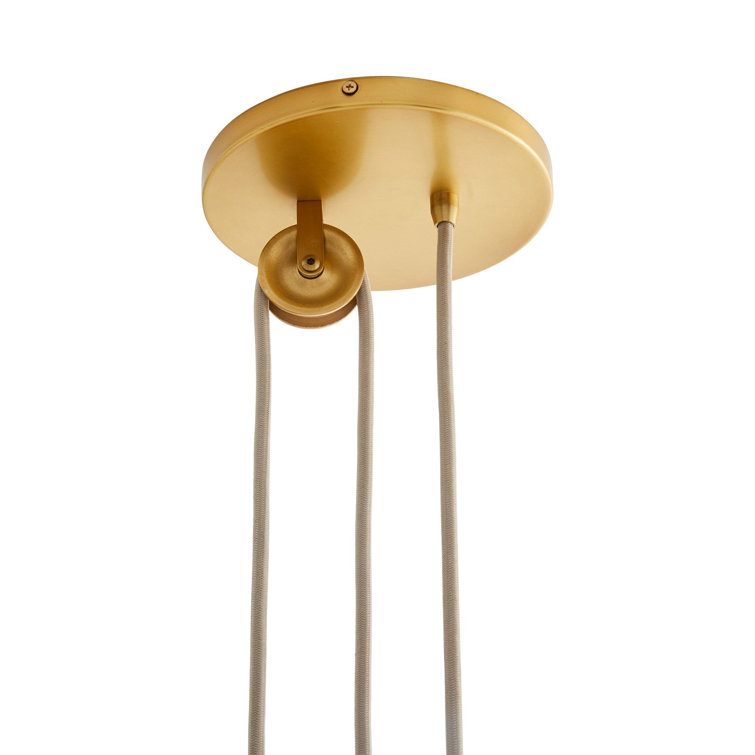Norfolk White Linen and Antique Brass Adjustable Pendant Light