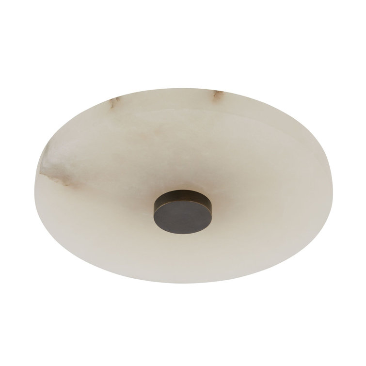 Moers Mid-Century White Ricestone 12" LED Flush Mount