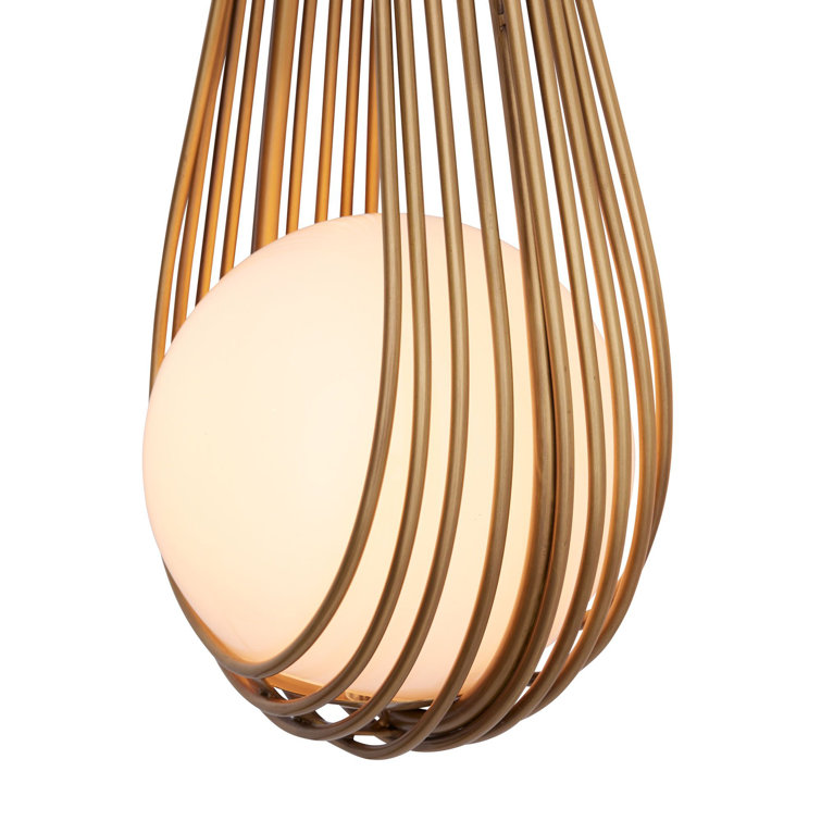 Ova Antique Brass Teardrop Wall Sconce with Opal Glass Globe