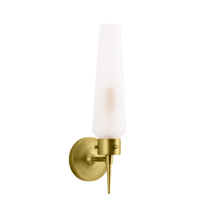 Antique Brass and Frosted Glass Outdoor Wall Sconce