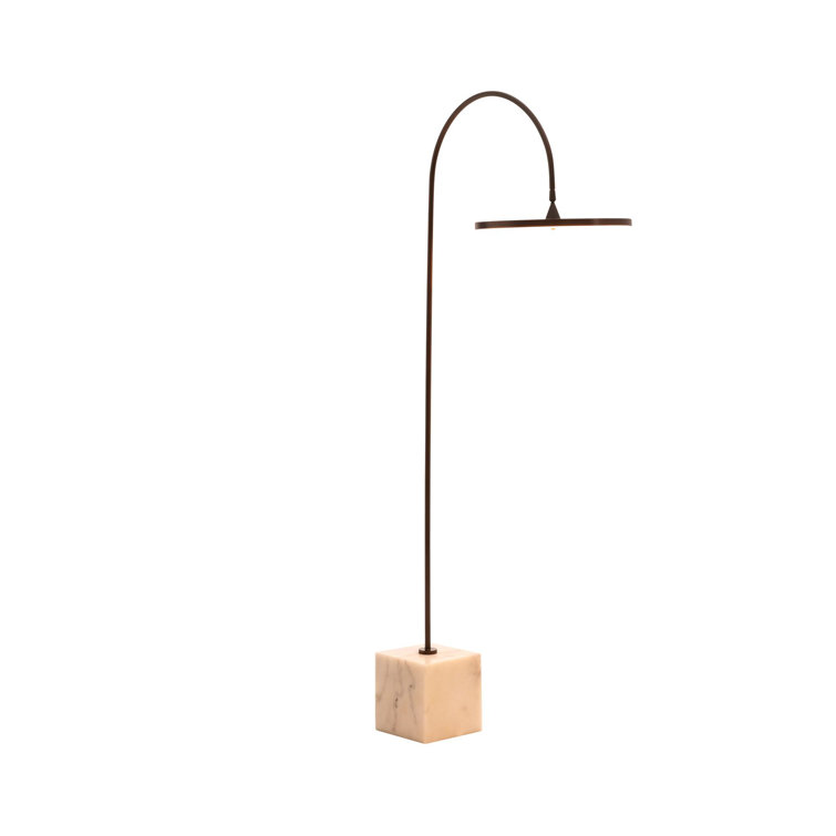 Bronze Adjustable Arc LED Floor Lamp with Marble Base