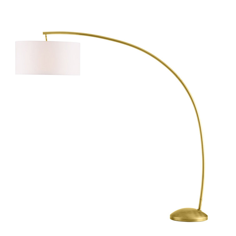 Elegant Naples Antique Brass Arc Floor Lamp with Pivoting Linen Shade