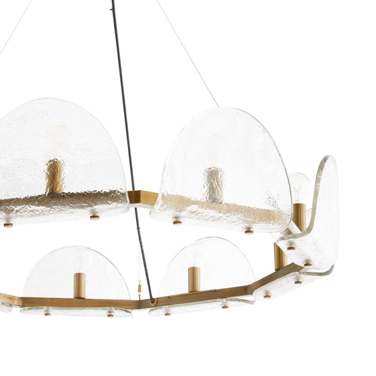 Mendez Antique Brass 9-Light Chandelier with Smoke Luster Glass