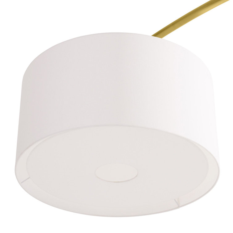 Elegant Naples Antique Brass Arc Floor Lamp with Pivoting Linen Shade