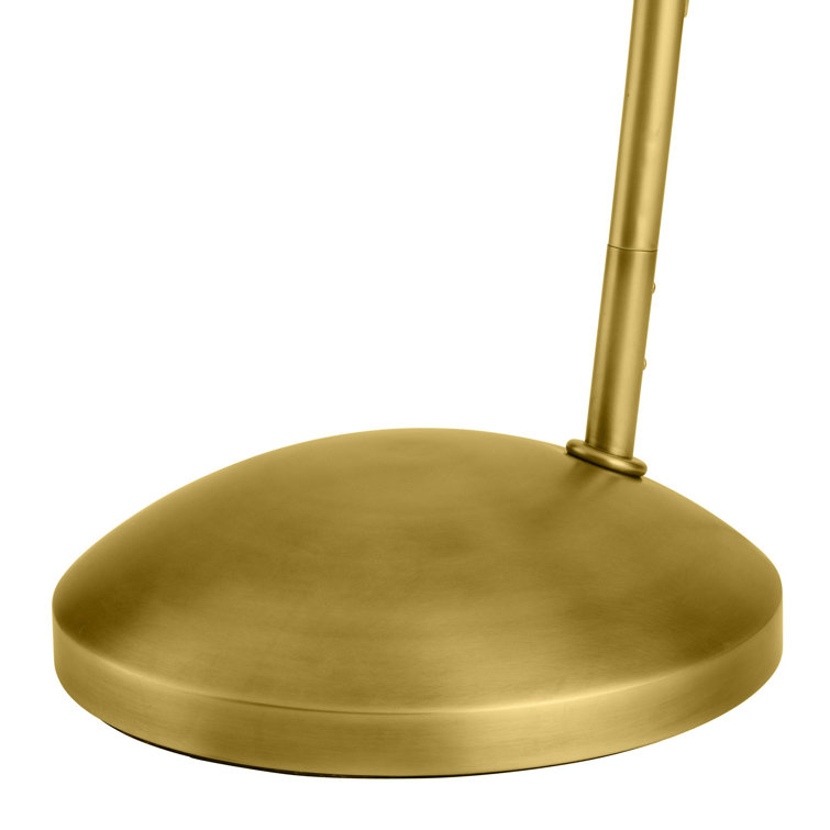 Elegant Naples Antique Brass Arc Floor Lamp with Pivoting Linen Shade