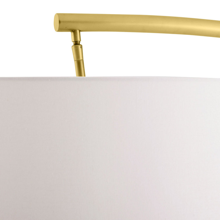 Elegant Naples Antique Brass Arc Floor Lamp with Pivoting Linen Shade