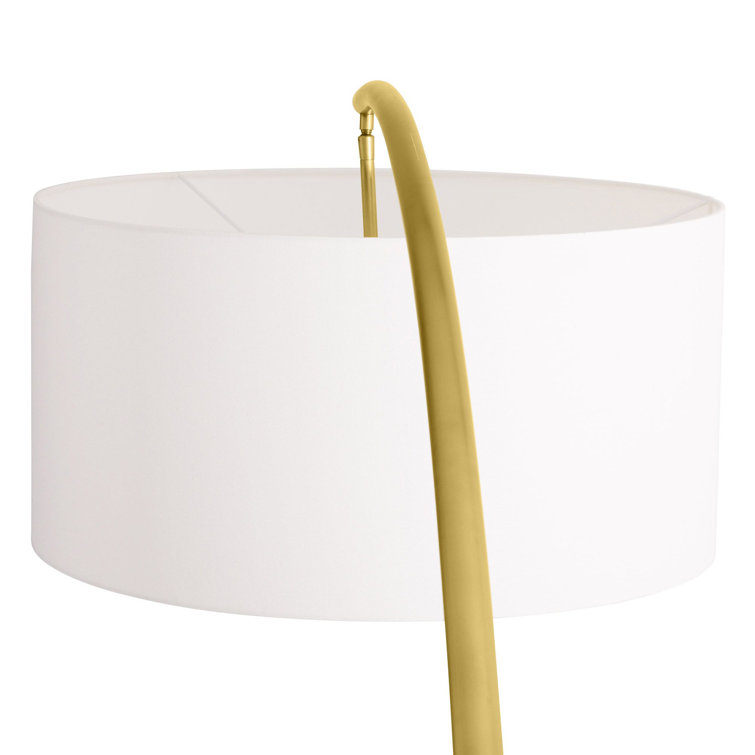 Elegant Naples Antique Brass Arc Floor Lamp with Pivoting Linen Shade