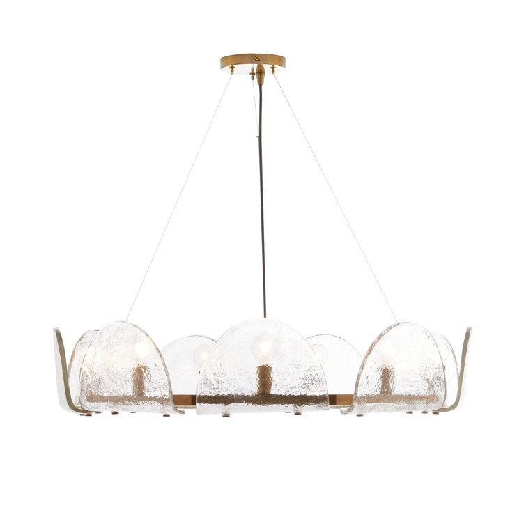 Mendez Antique Brass 9-Light Chandelier with Smoke Luster Glass