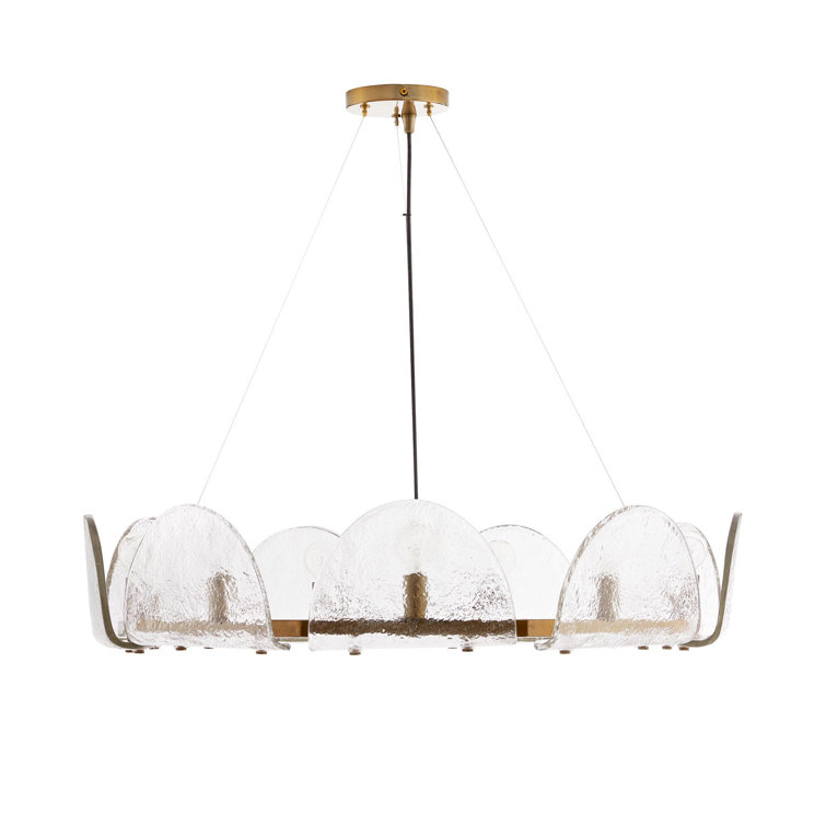 Mendez Antique Brass 9-Light Chandelier with Smoke Luster Glass