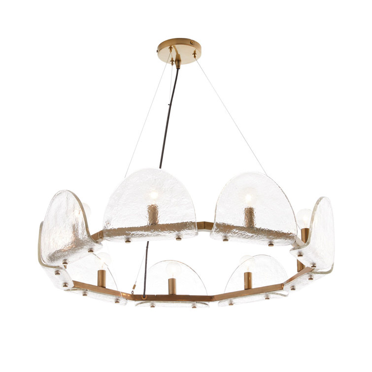 Mendez Antique Brass 9-Light Chandelier with Smoke Luster Glass