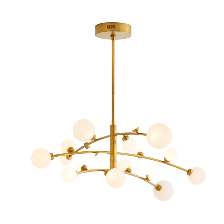 Constellation Elegance 45" Brass Chandelier with Opal Glass Shades