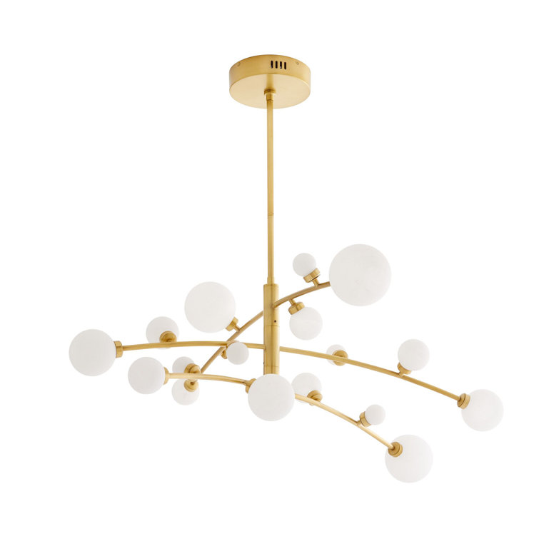 Constellation Elegance 45" Brass Chandelier with Opal Glass Shades