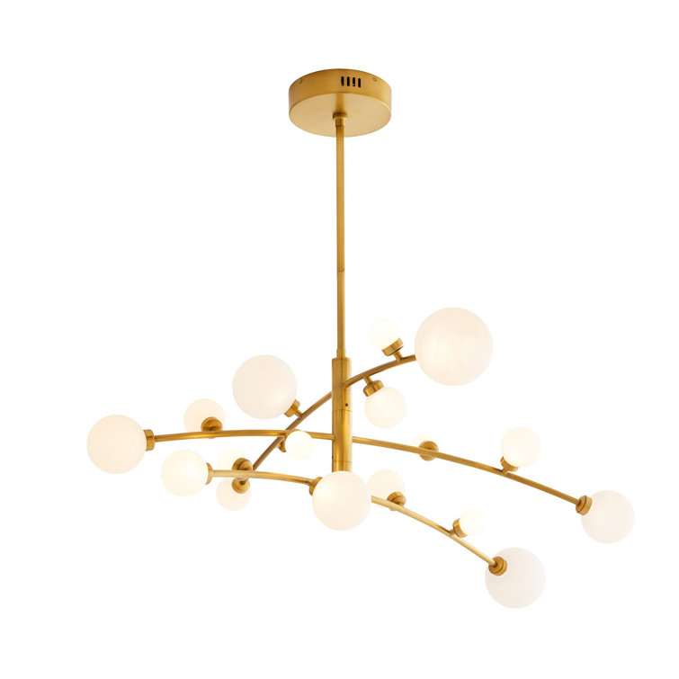 Constellation Elegance 45" Brass Chandelier with Opal Glass Shades