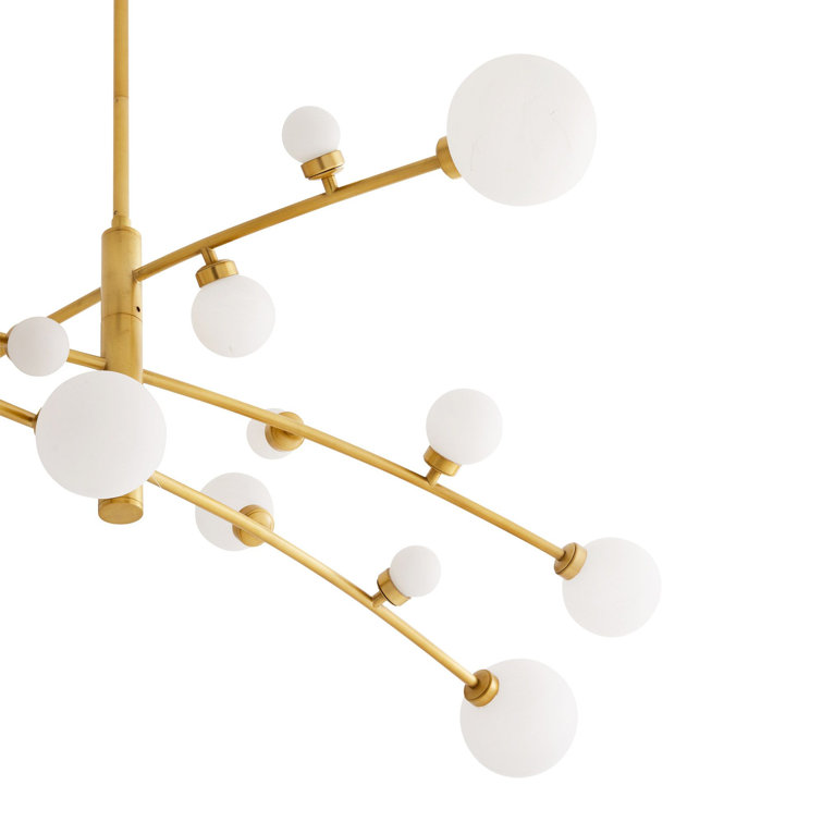 Constellation Elegance 45" Brass Chandelier with Opal Glass Shades