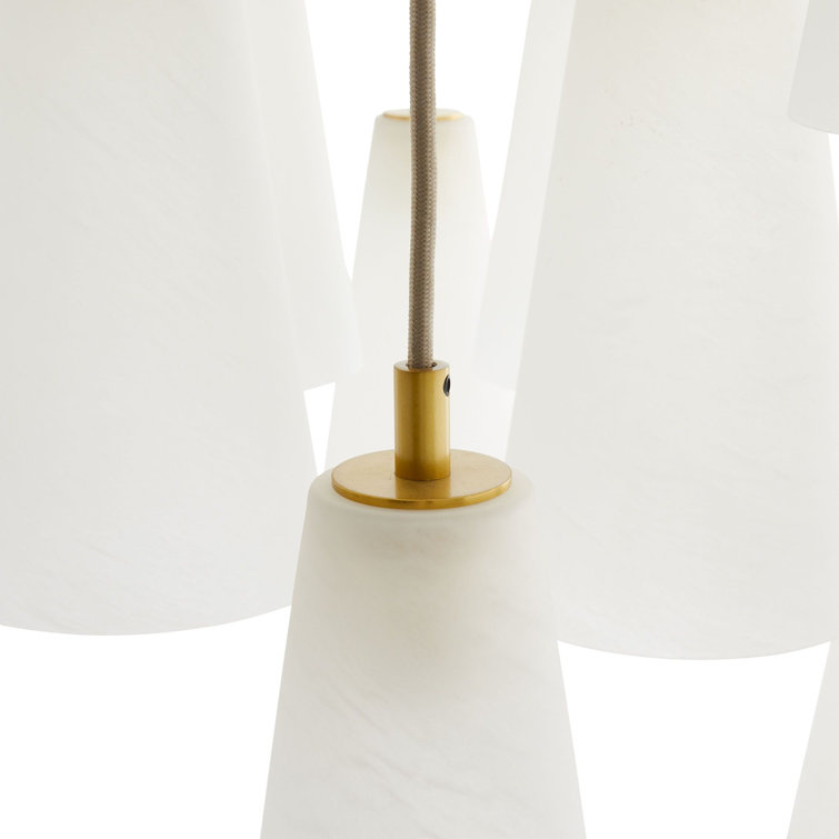 Mika Antique Brass and Opal Glass 18-Light Modern Chandelier