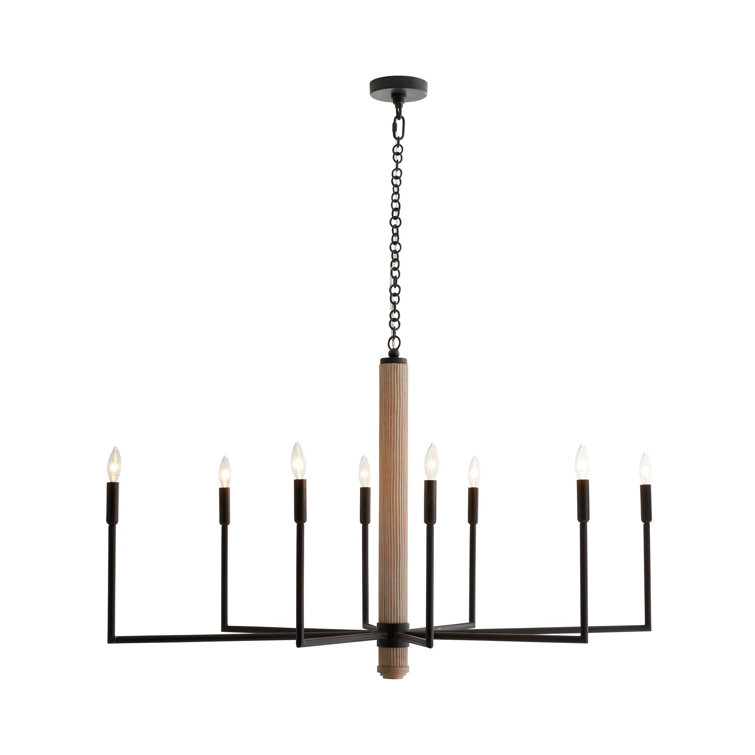 Black Iron and Driftwood 8-Light Chandelier