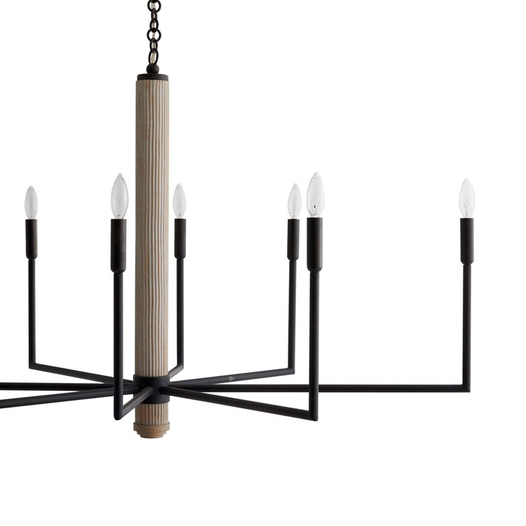 Black Iron and Driftwood 8-Light Chandelier