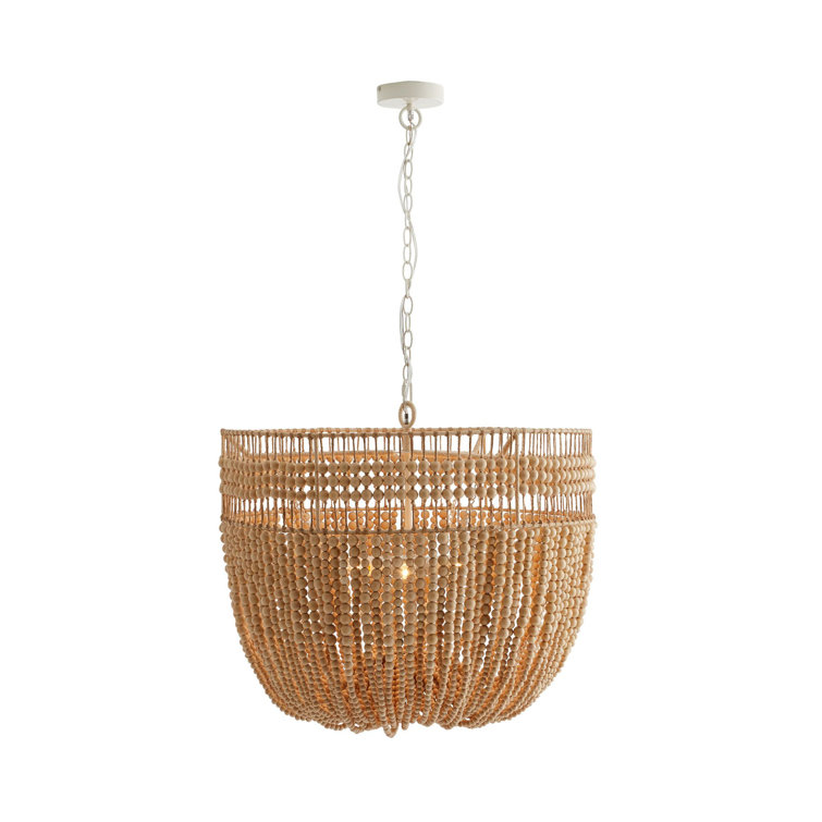 Nina 27.5" White Beaded Empire Silhouette Plug-in Chandelier