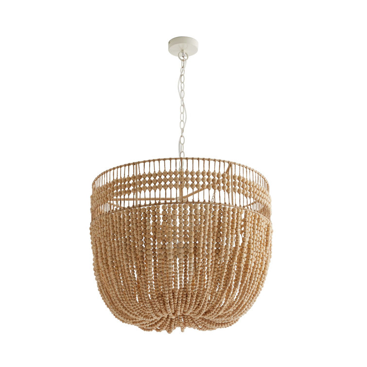Nina 27.5" White Beaded Empire Silhouette Plug-in Chandelier
