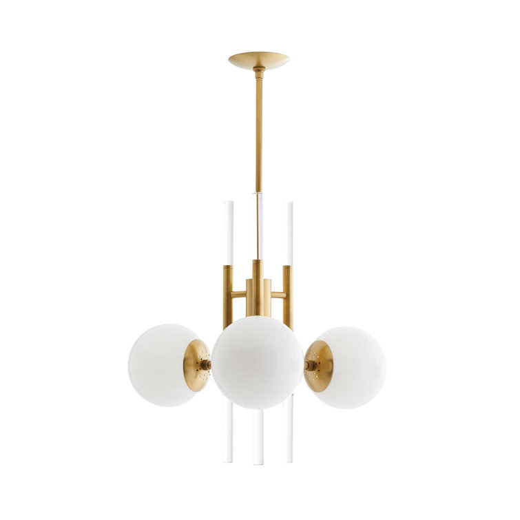 Oberon 48" Antique Brass and Opal Glass Chandelier
