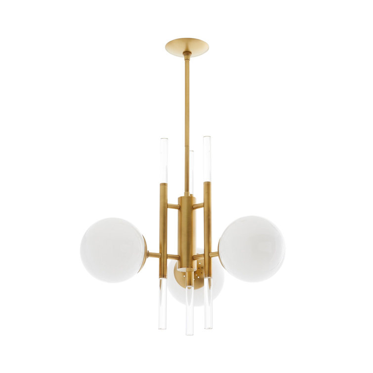 Oberon 48" Antique Brass and Opal Glass Chandelier