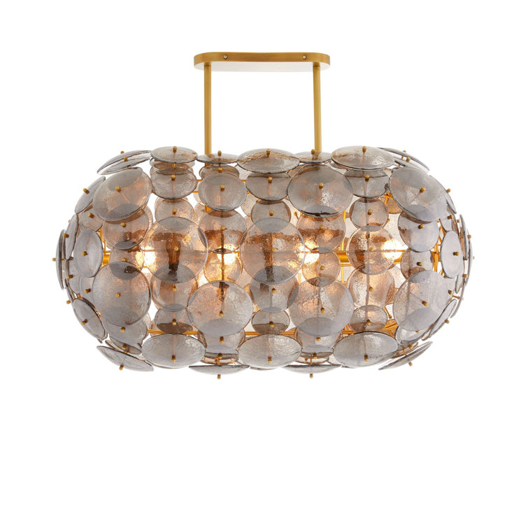Nebula Brass and Glass 8-Light Oval Chandelier