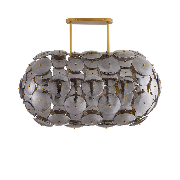 Nebula Brass and Glass 8-Light Oval Chandelier