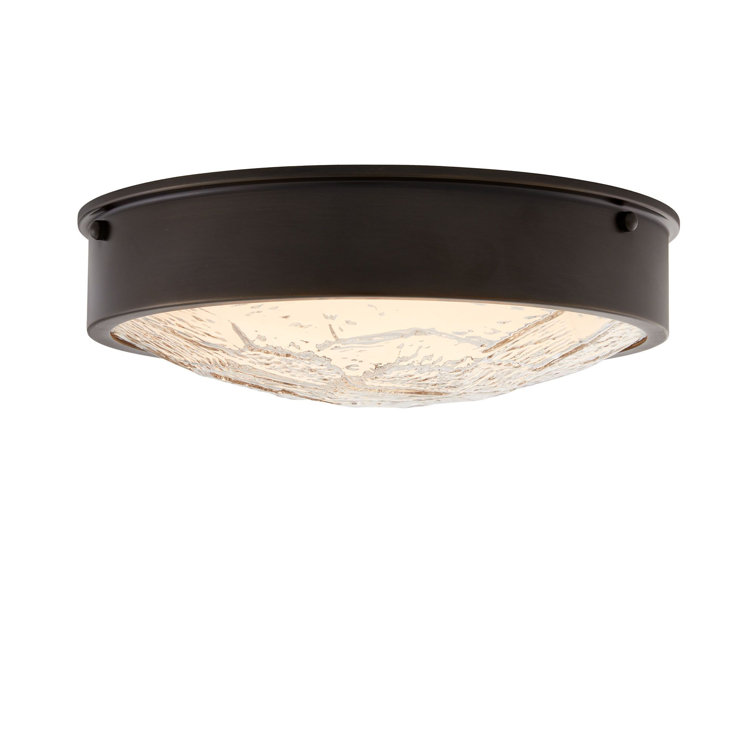 Bronze and Glass LED Drum Flush Mount Light