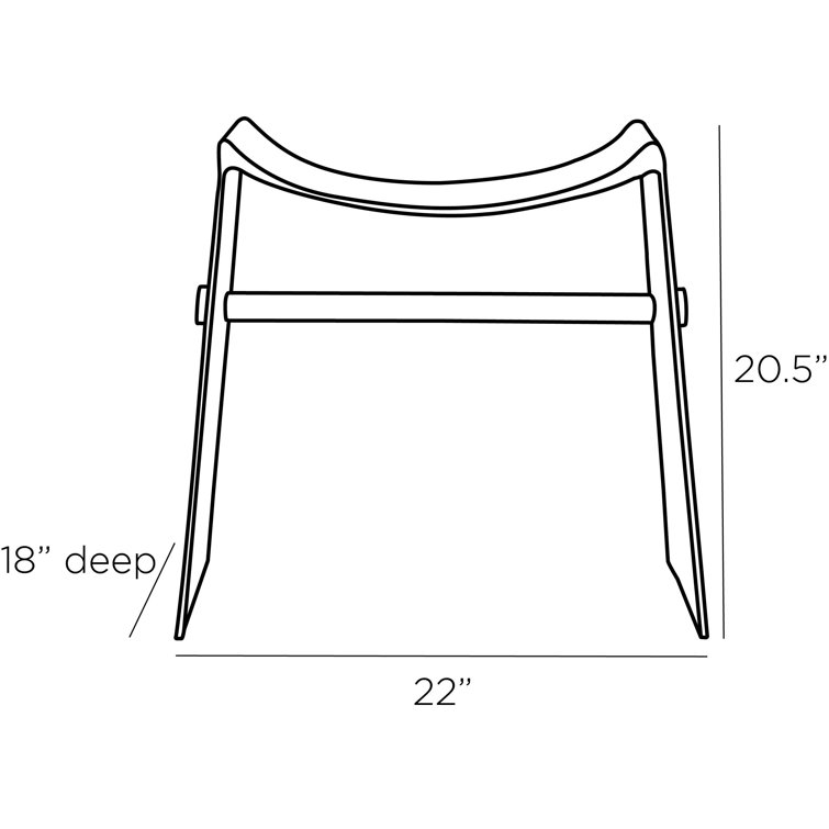 Rustic Blackened Iron and Aluminum Sled-Leg Accent Stool