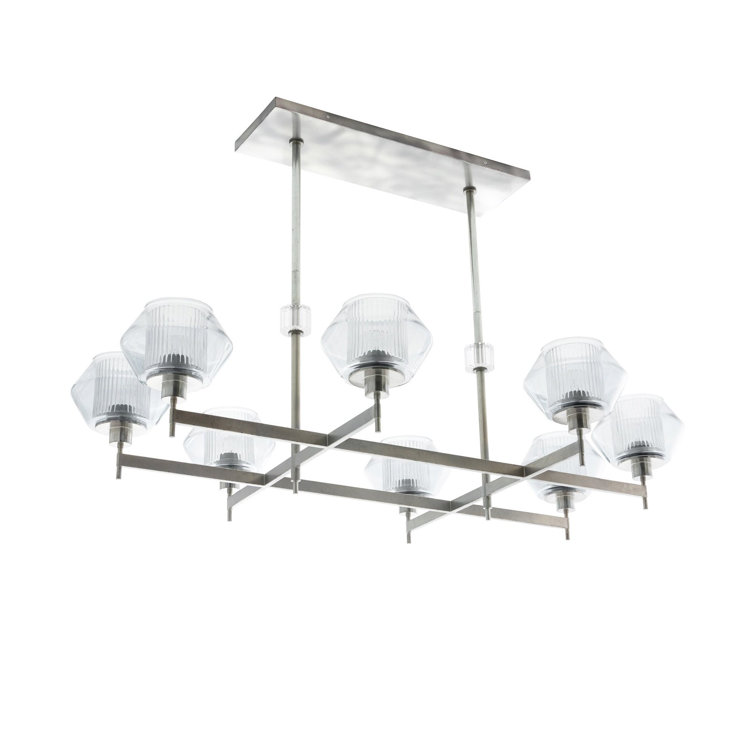Holm 50-Inch Pewter and Glass Linear Chandelier