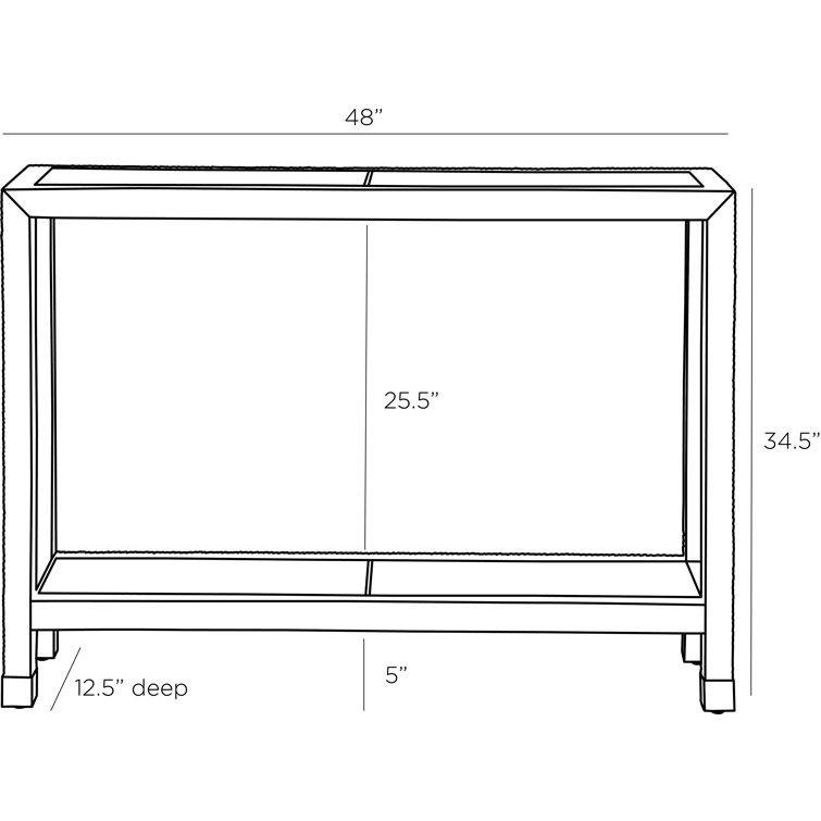 Graphite Leather Console Table with Brass Accents