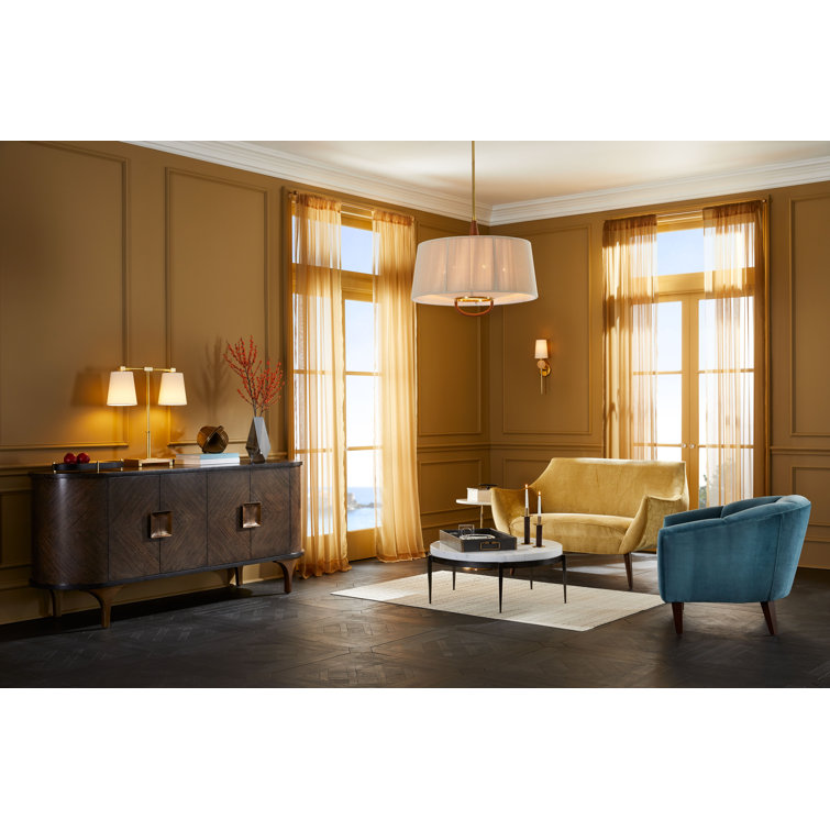 Middlebury Rustic Chic Brass and Leather-Wrapped 28.5" Drum Pendant Light