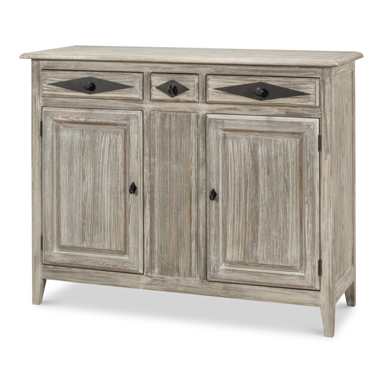 Rustic Gray Pine 54'' Solid Wood Sideboard with Black Hardware