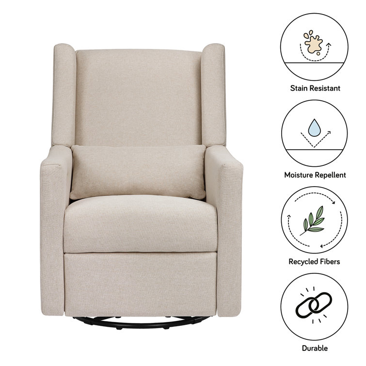Sustainably Sourced White Linen Swivel Recliner Armchair