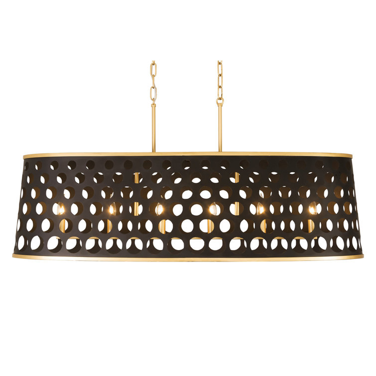 Bailey 6-Light Linear Pendant in Matte Black and French Gold