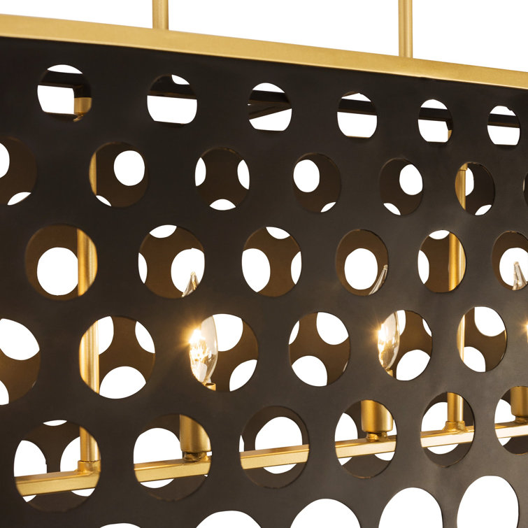 Bailey 6-Light Linear Pendant in Matte Black and French Gold