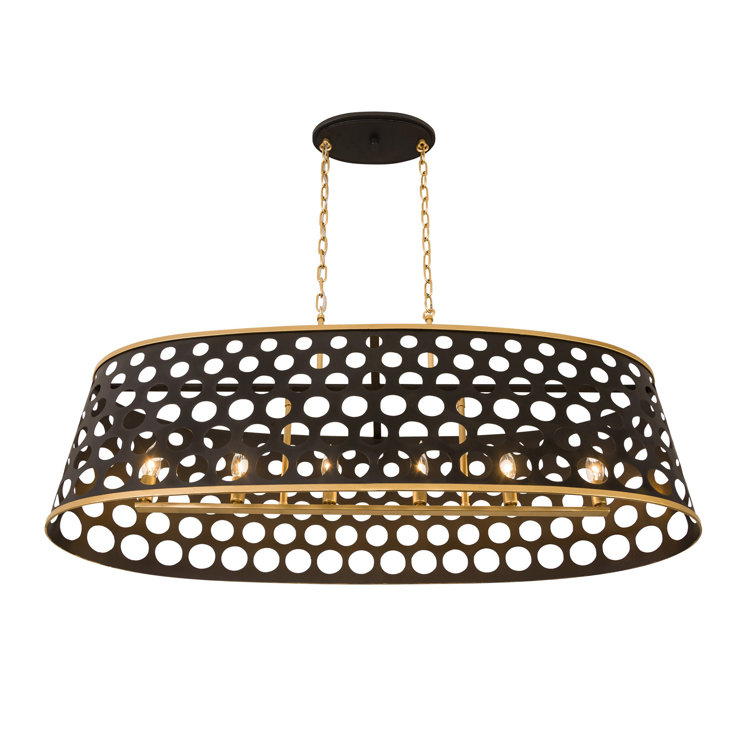 Bailey 6-Light Linear Pendant in Matte Black and French Gold