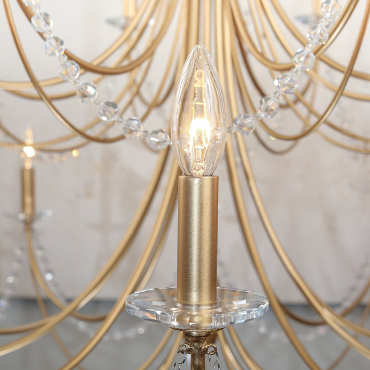 Gold and Crystal 18-Light Candle Chandelier
