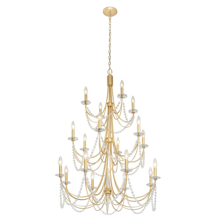 Gold and Crystal 18-Light Candle Chandelier