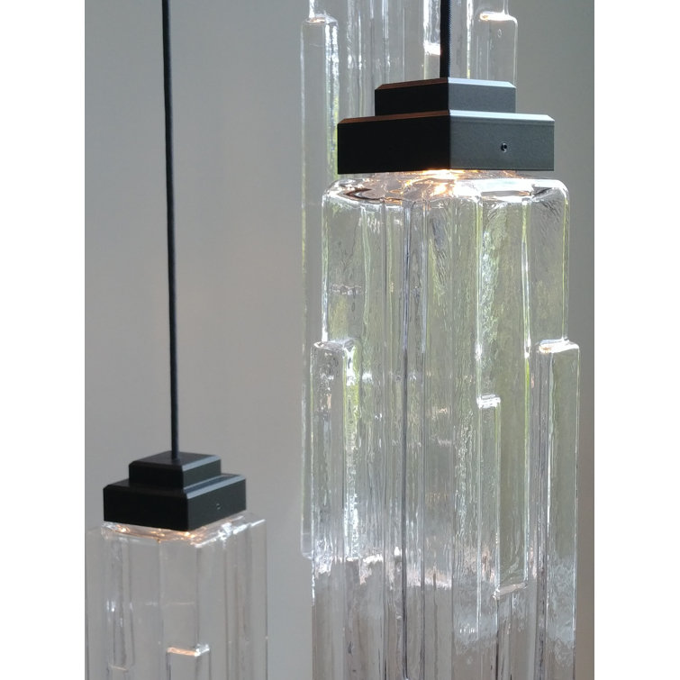Matte Black Glass Mini Drum LED Pendant Light