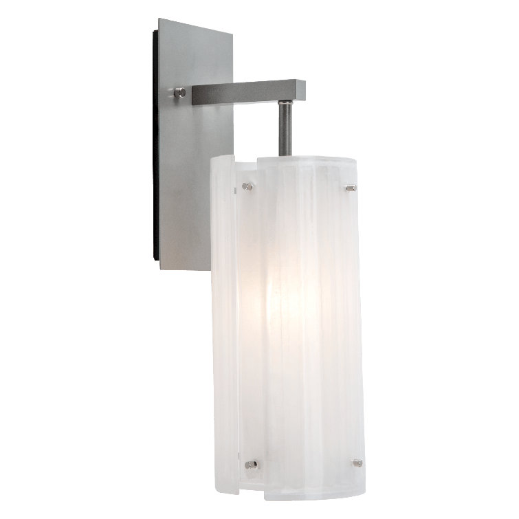 Strata Silver Dimmable Wall Sconce with Textured Glass