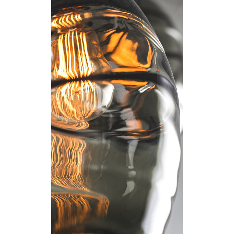 Matte Black Glass Drum Pendant Light with LED