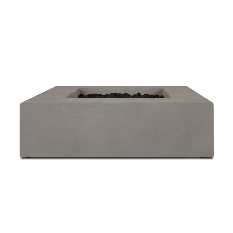 Flint Gray Low Square Concrete Propane Fire Pit Table