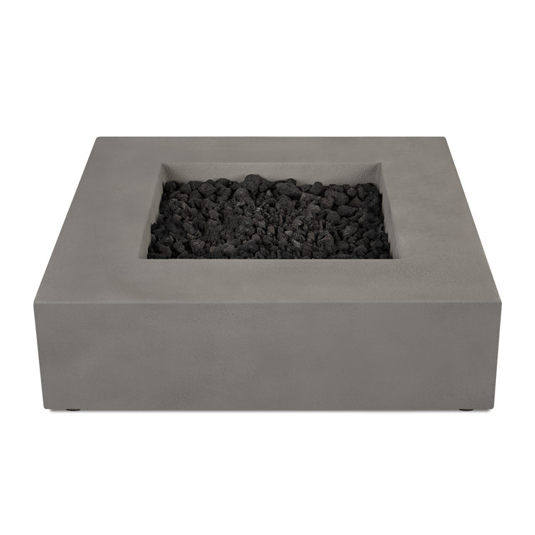 Flint Gray Low Square Concrete Propane Fire Pit Table