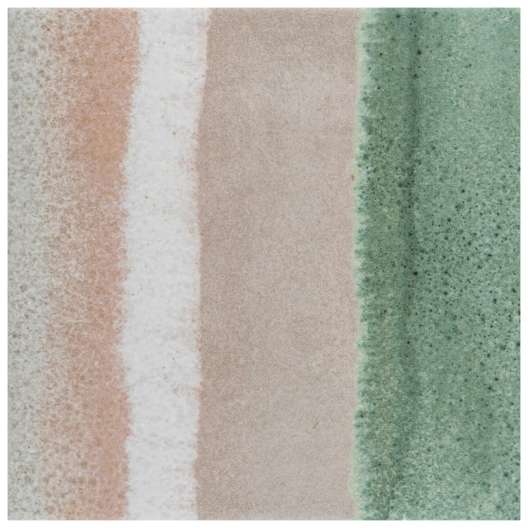 Coastal Breeze 6" x 6" Porcelain Stone Look Tile in Taupe/Green
