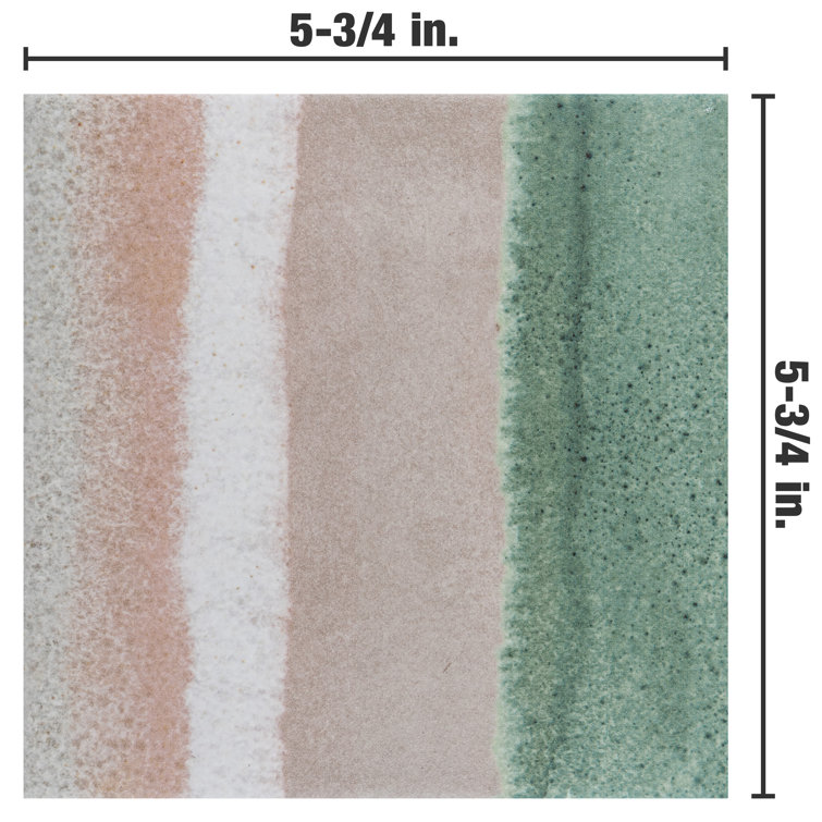 Coastal Breeze 6" x 6" Porcelain Stone Look Tile in Taupe/Green