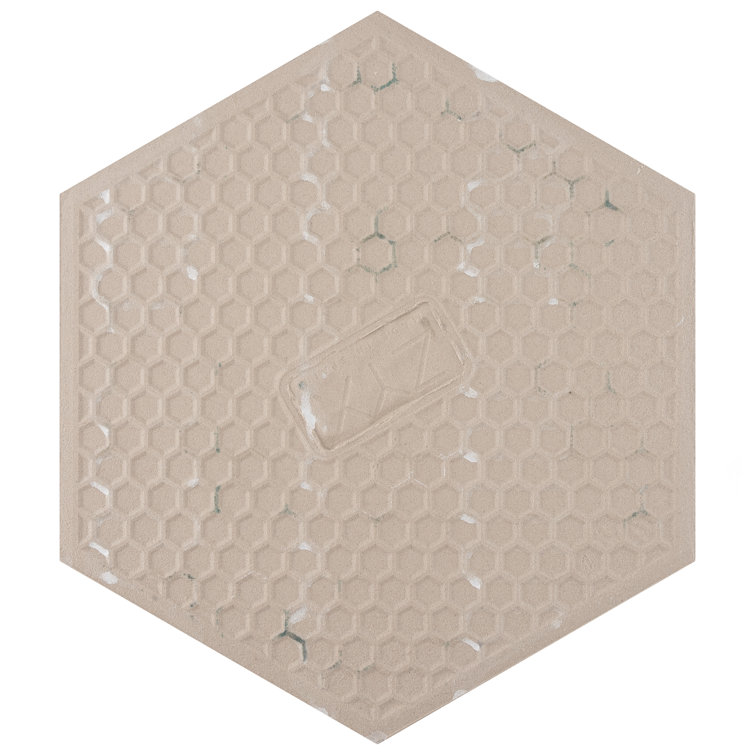Taupe and Blue Hexagon Porcelain Floor and Wall Tile