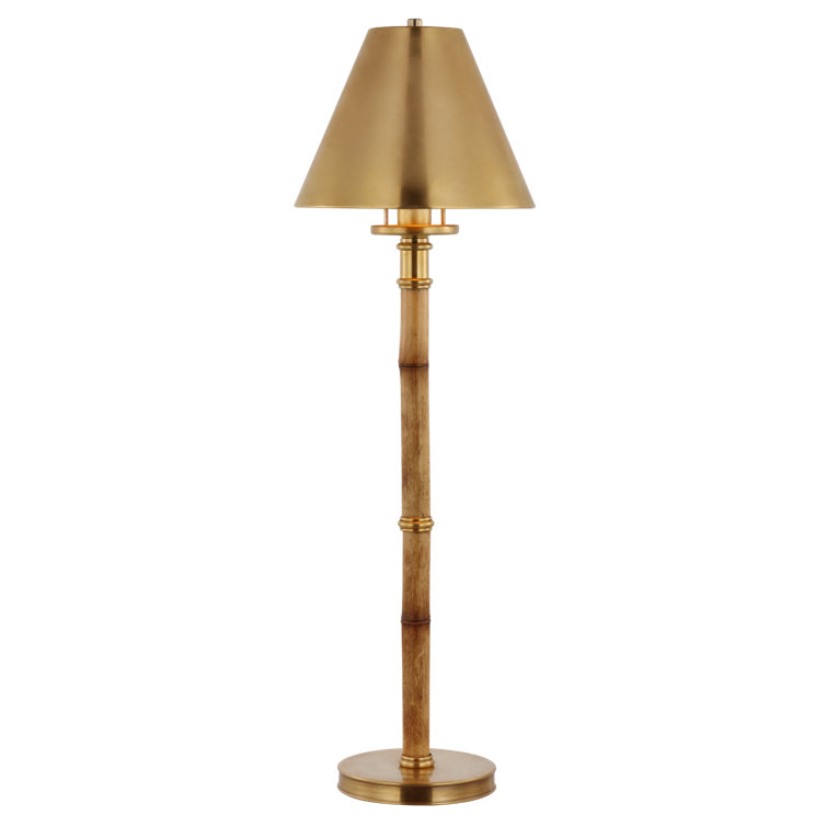 26.5" Natural Brass and Bamboo Cordless Outdoor Table Lamp