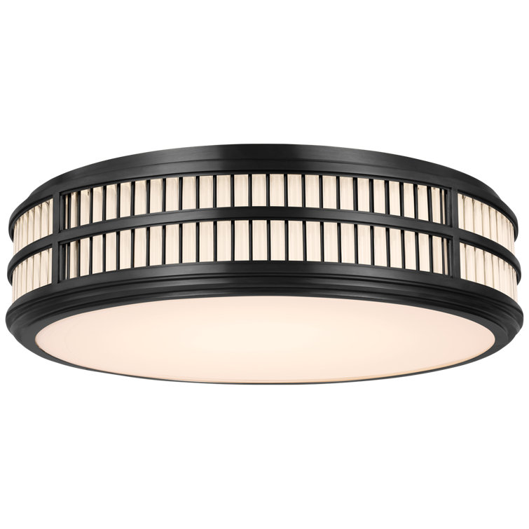 Perren 24" Polished Nickel and Glass LED Drum Flush Mount